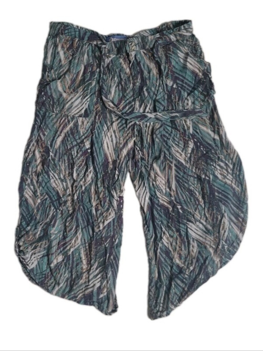 Democracy Cropped Gaucho Pants Boho Size 8 Flowy Hippe Featival Strech Abstract